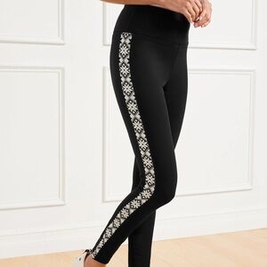 T By Talbots Women S Fleece Diamond Snowflake High Rise Therma Stretch Leggings